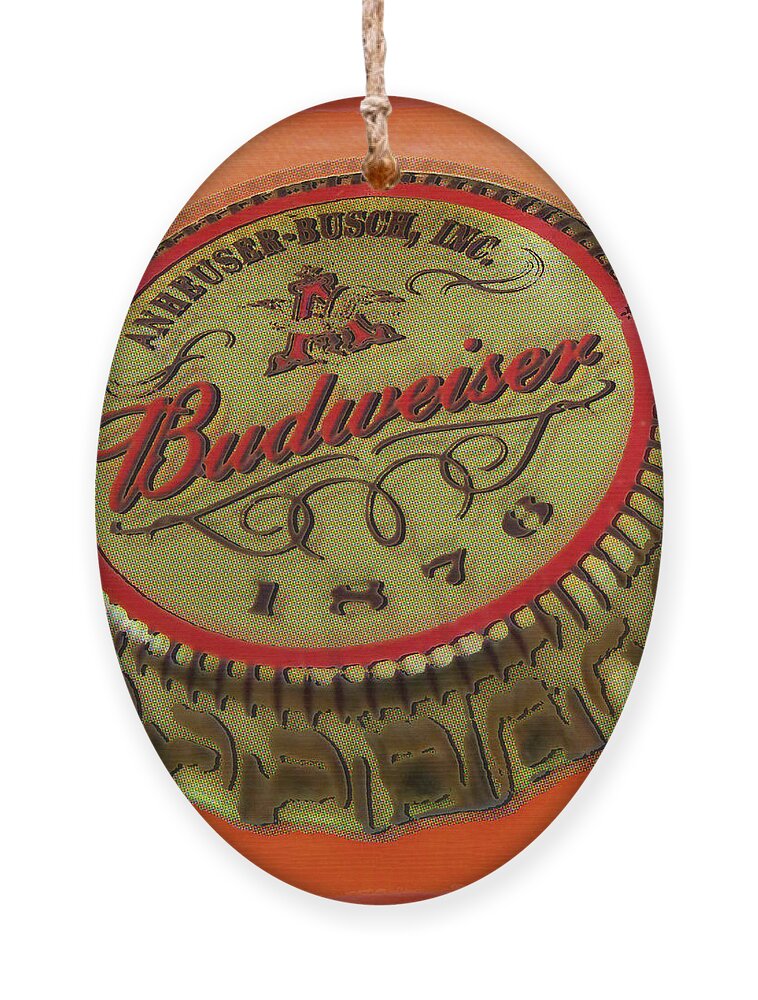 Budweiser Ornament featuring the painting Budweiser Cap by Tony Rubino
