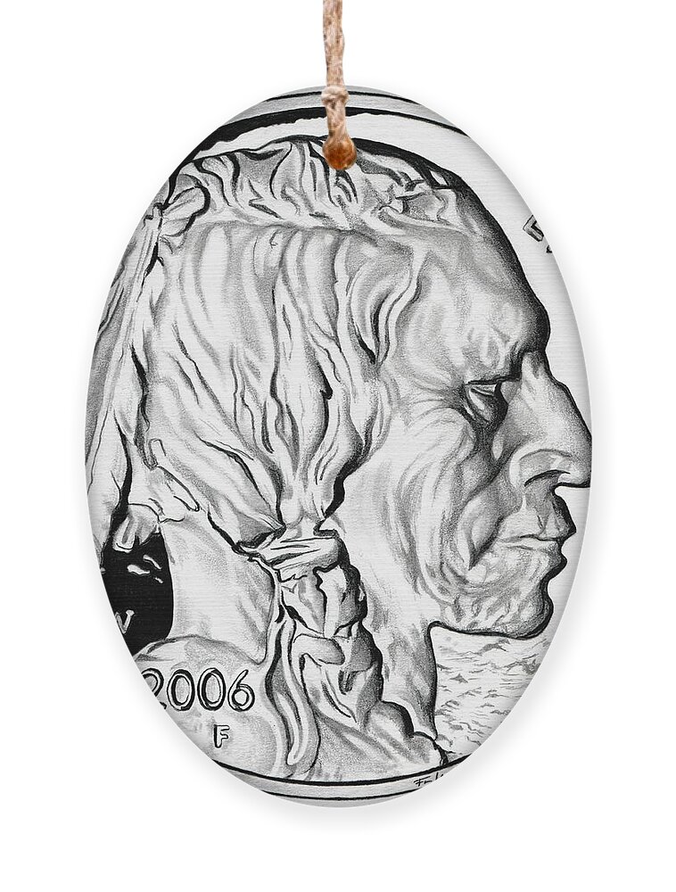 United States Mint Ornament featuring the drawing Buffalo Nickel by Fred Larucci