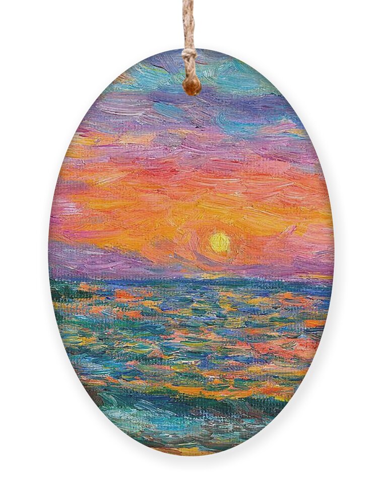 Ocean Ornament featuring the painting Burning Shore by Kendall Kessler