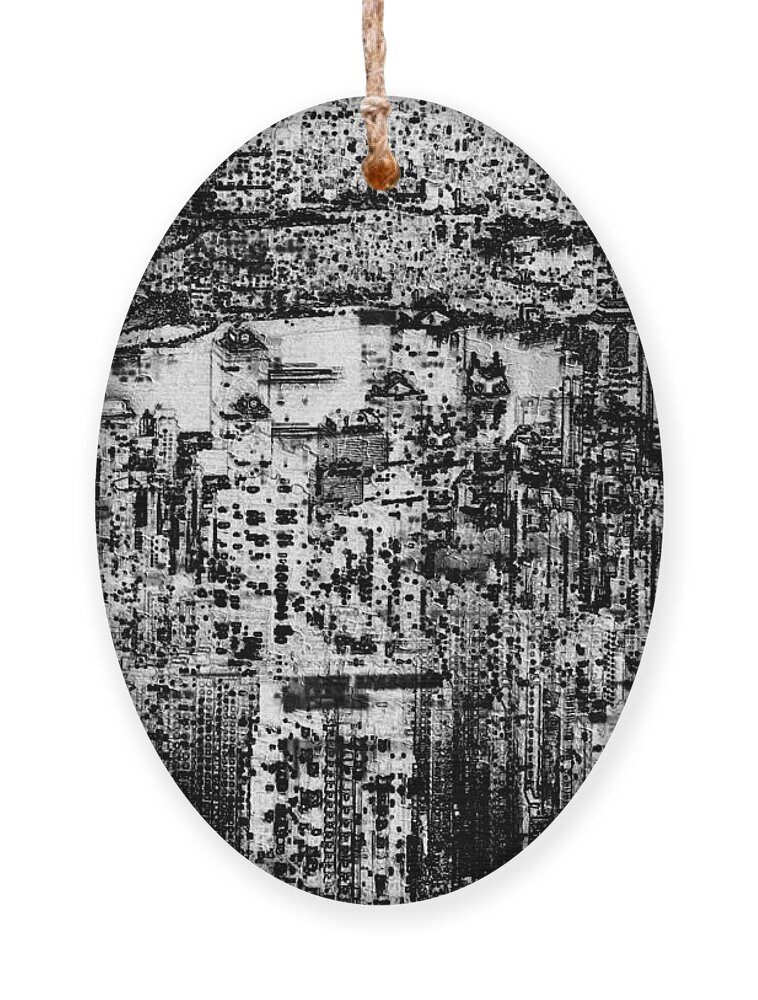 Bustling City Ornament featuring the digital art Bustling City by Kiki Art