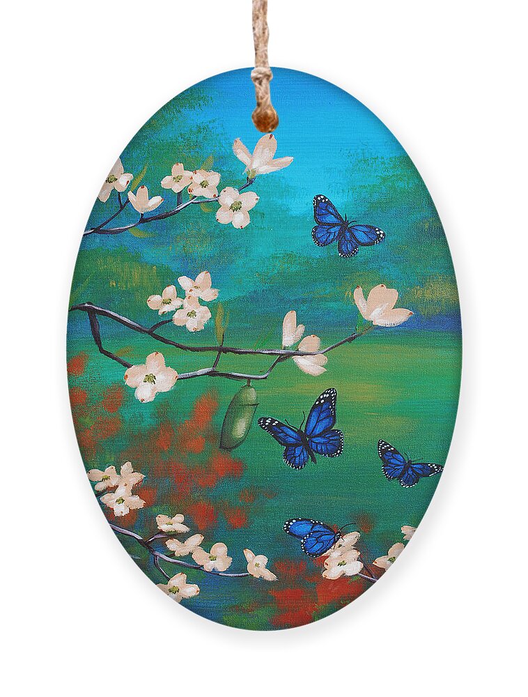 Butterfly Ornament featuring the painting Butterfly Blue by Glenn Pollard