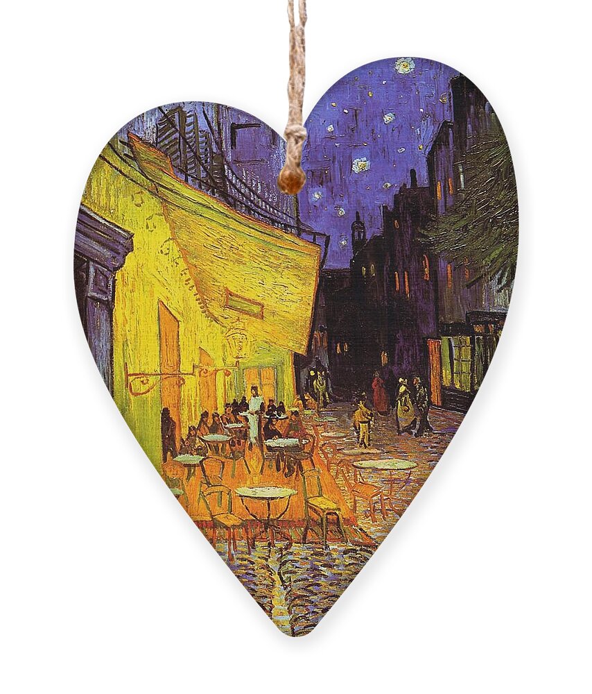 Van Gogh Ornament featuring the painting Cafe Terrace At Night by Vincent Van Gogh
