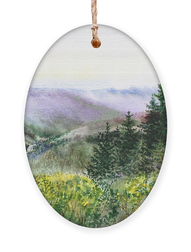 Gorgeous Landscape Ornament featuring the painting Redwood Creek National Park by Irina Sztukowski