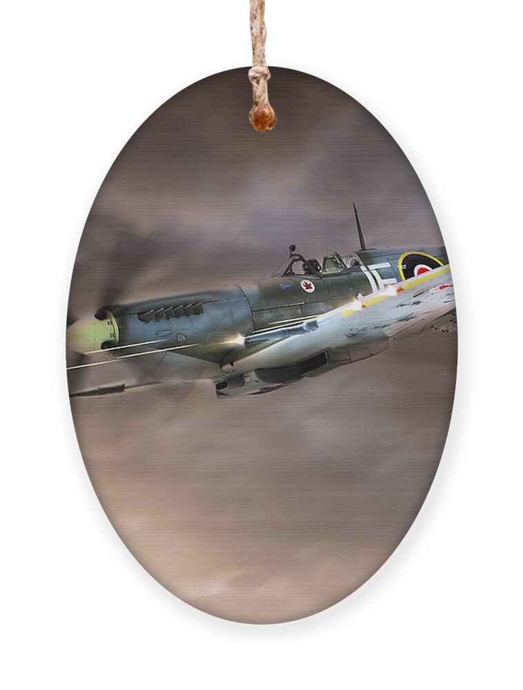 Supermarine Spitfire Ornament featuring the digital art Cannons Blazing by Airpower Art