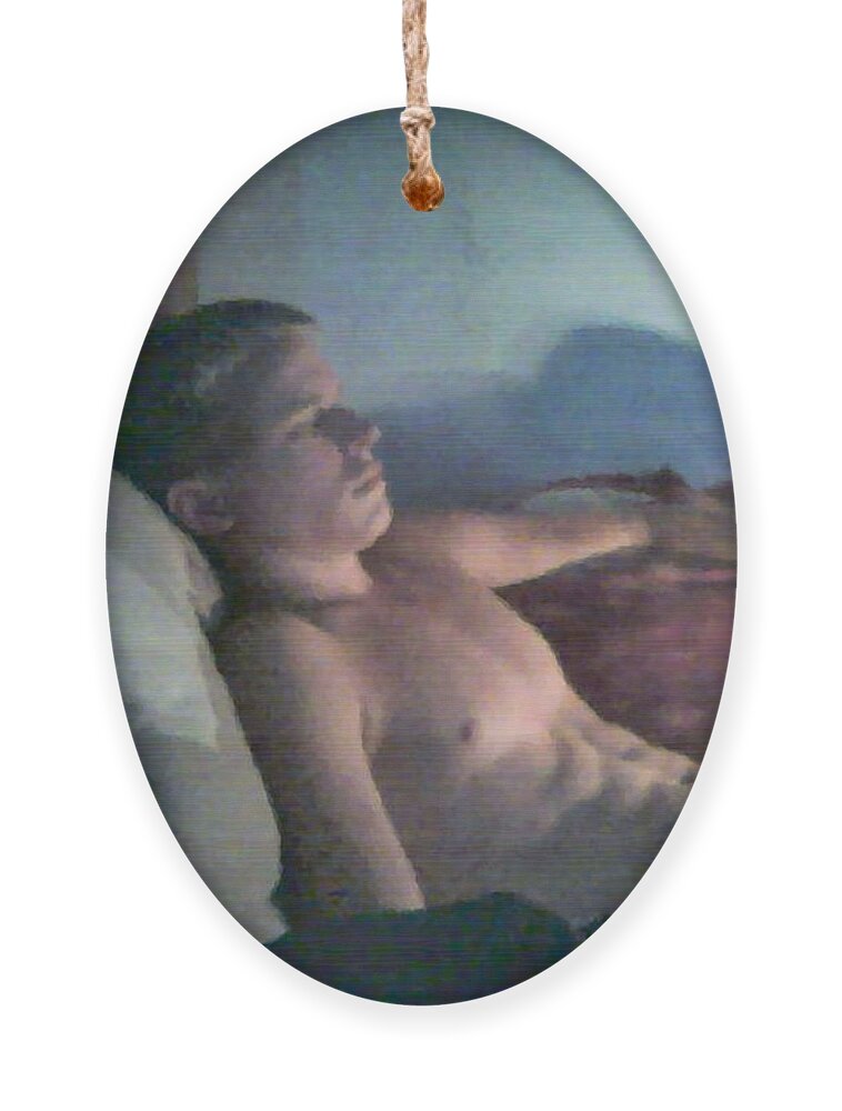 Can't Sleep Ornament featuring the painting Can't Sleep  by Troy Caperton