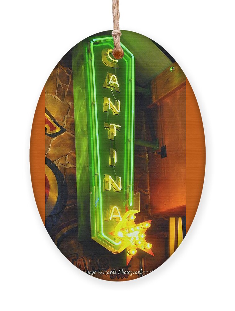 Cantina Light Ornament featuring the photograph Cantina Neon Sign by Pamela Smale Williams
