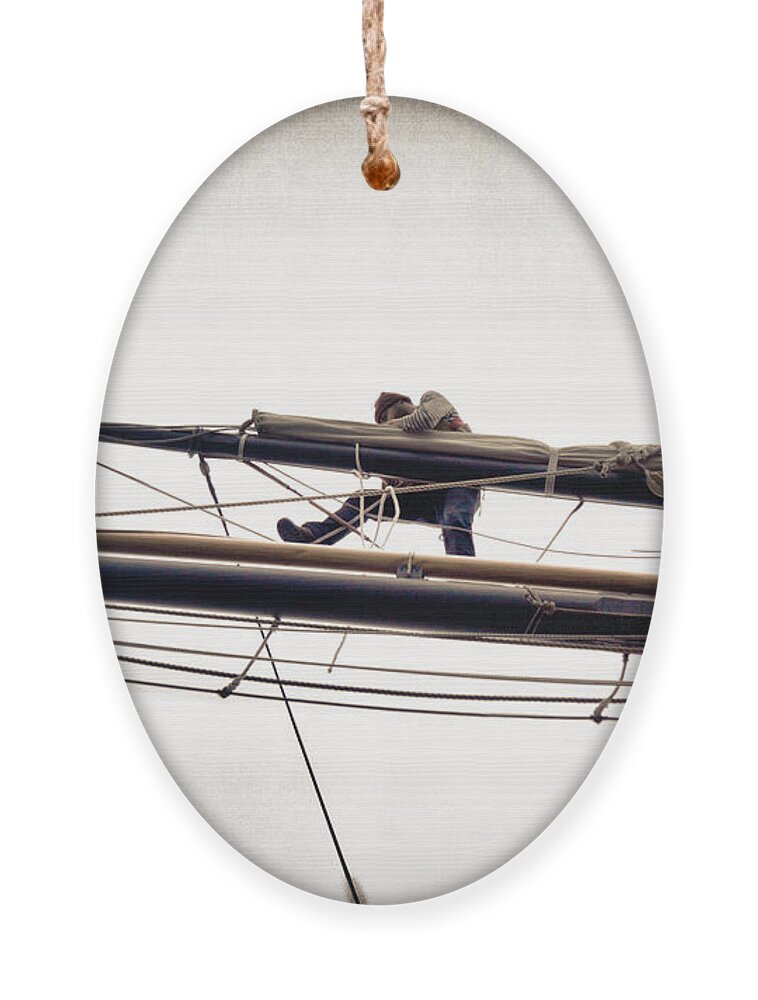 Baltimore Schooner Ornament featuring the photograph Careful footwork by Jeff Folger