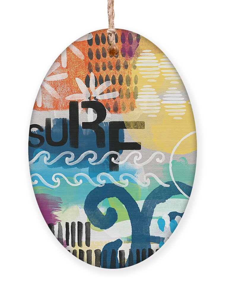 Surf Ornament featuring the painting Carousel #7 SURF - contemporary abstract art by Linda Woods