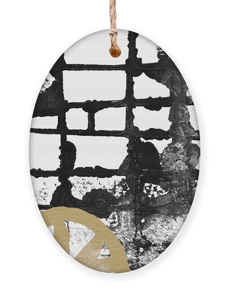 Black And White Painting Ornament featuring the painting Cathedral- Abstract painting by Linda Woods