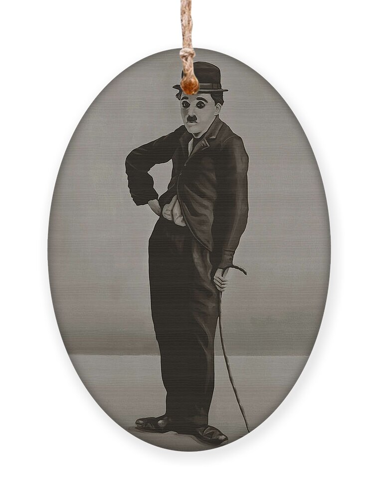 Charlie Chaplin Ornament featuring the painting Charlie Chaplin Painting by Paul Meijering