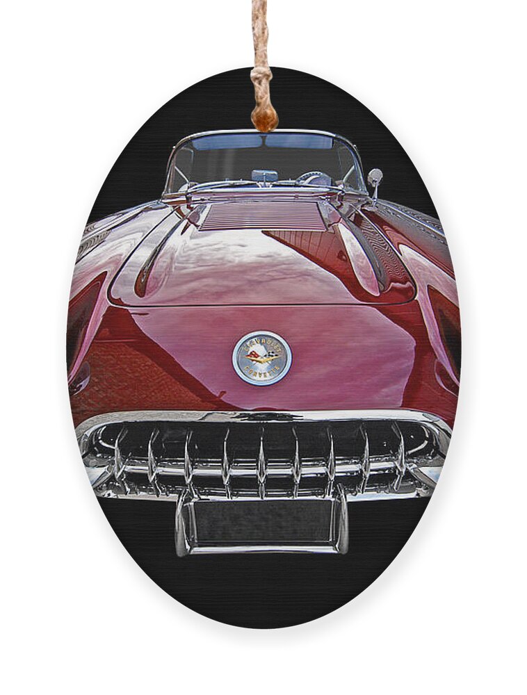 Classic Vette Ornament featuring the photograph Chevrolet Corvette C1 1958 Head On by Gill Billington
