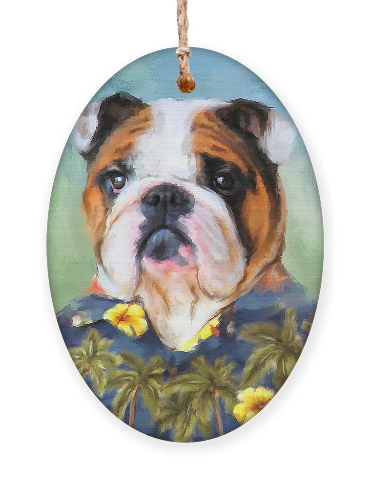 Art Ornament featuring the painting Chic English Bulldog by Jai Johnson