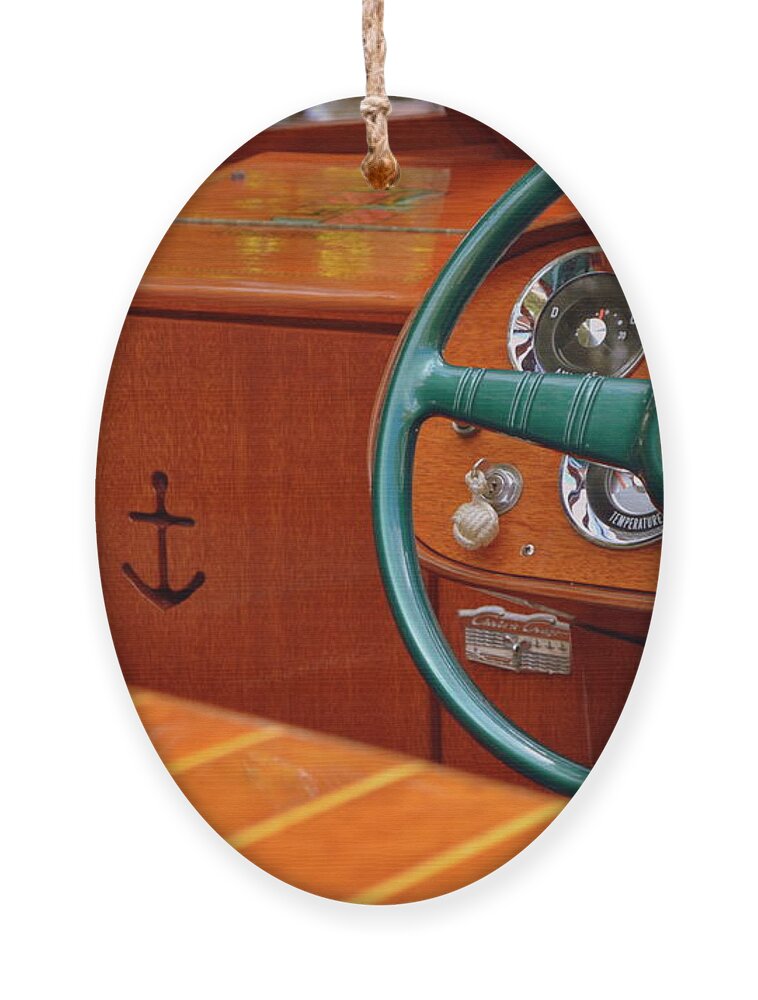 Classic Boat Ornament featuring the photograph Chris Craft Cockpit by Michelle Calkins