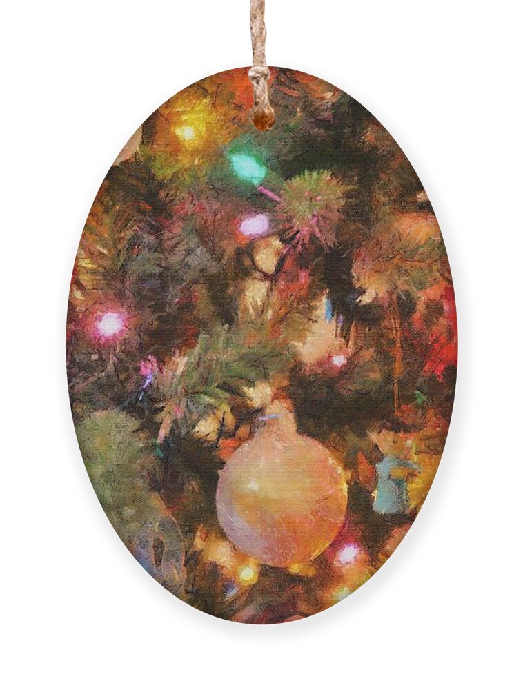 Angel Ornament featuring the painting Christmas Branches by Jeffrey Kolker