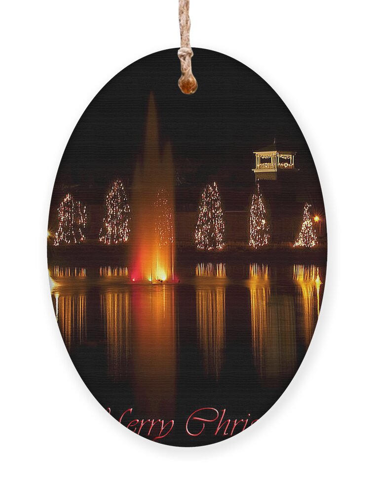 Christmas Trees Ornament featuring the digital art Christmas Reflection - Christmas Card by Flees Photos