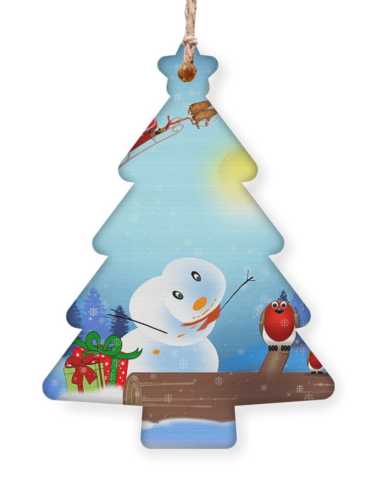 Robin Ornament featuring the digital art Christmas Robin by Spikey Mouse Photography
