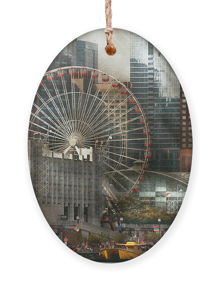 Chicago Ornament featuring the photograph City - Chicago IL - Pier Pressure by Mike Savad