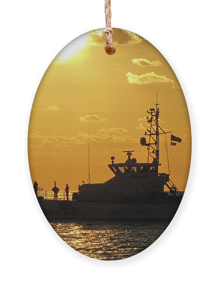 Sky Ornament featuring the photograph Coast Guard in Paradise - Key West by Bob Slitzan