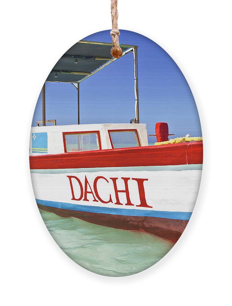 Anchored Ornament featuring the photograph Colorful Fishing Boat of the Caribbean #2 by David Letts