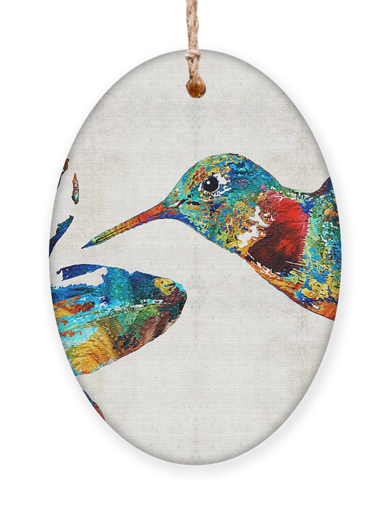 Hummingbird Ornament featuring the painting Colorful Hummingbird Art by Sharon Cummings by Sharon Cummings