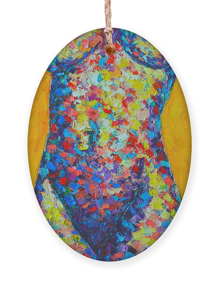 Nude Ornament featuring the painting Colorful Nude by Ana Maria Edulescu