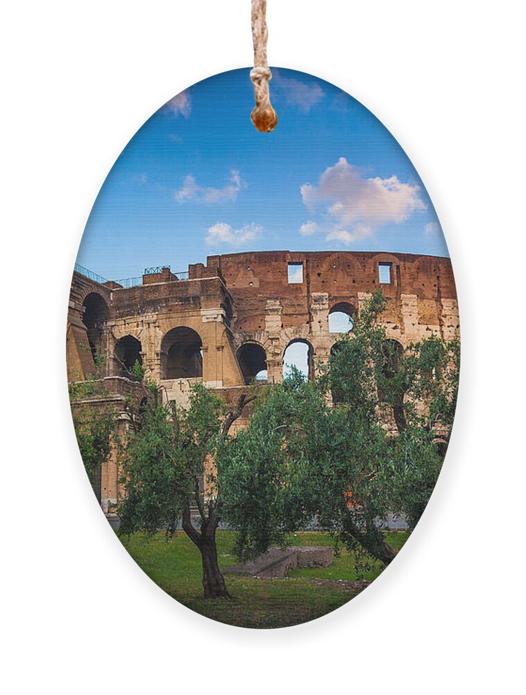 Colosseum Ornament featuring the photograph Colosseum Behind Trees by Inge Johnsson