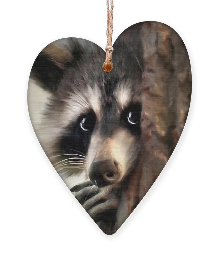 Raccoon Ornament featuring the painting Conspicuous Bandit by Christina Rollo