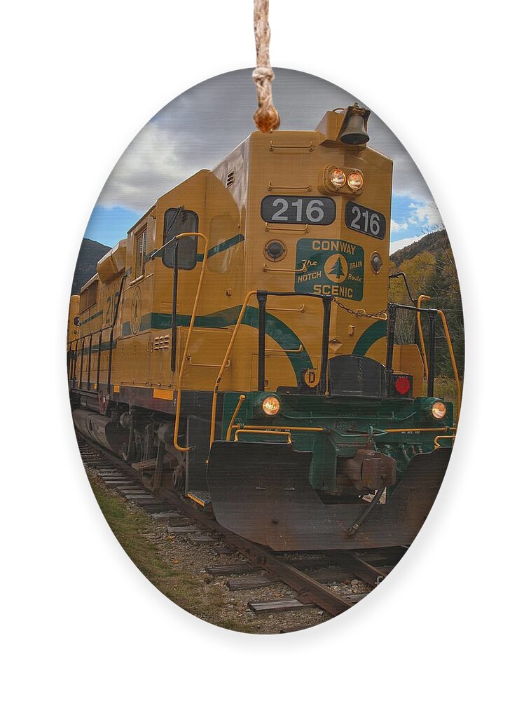 Conway Railroad Ornament featuring the photograph Conway Scenic Railroad Locomotive by Adam Jewell