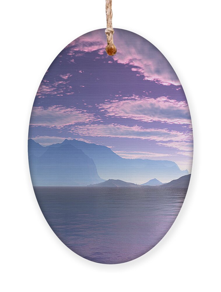 Shoreline Ornament featuring the digital art Crescent Bay Alien Landscape by Judi Suni Hall