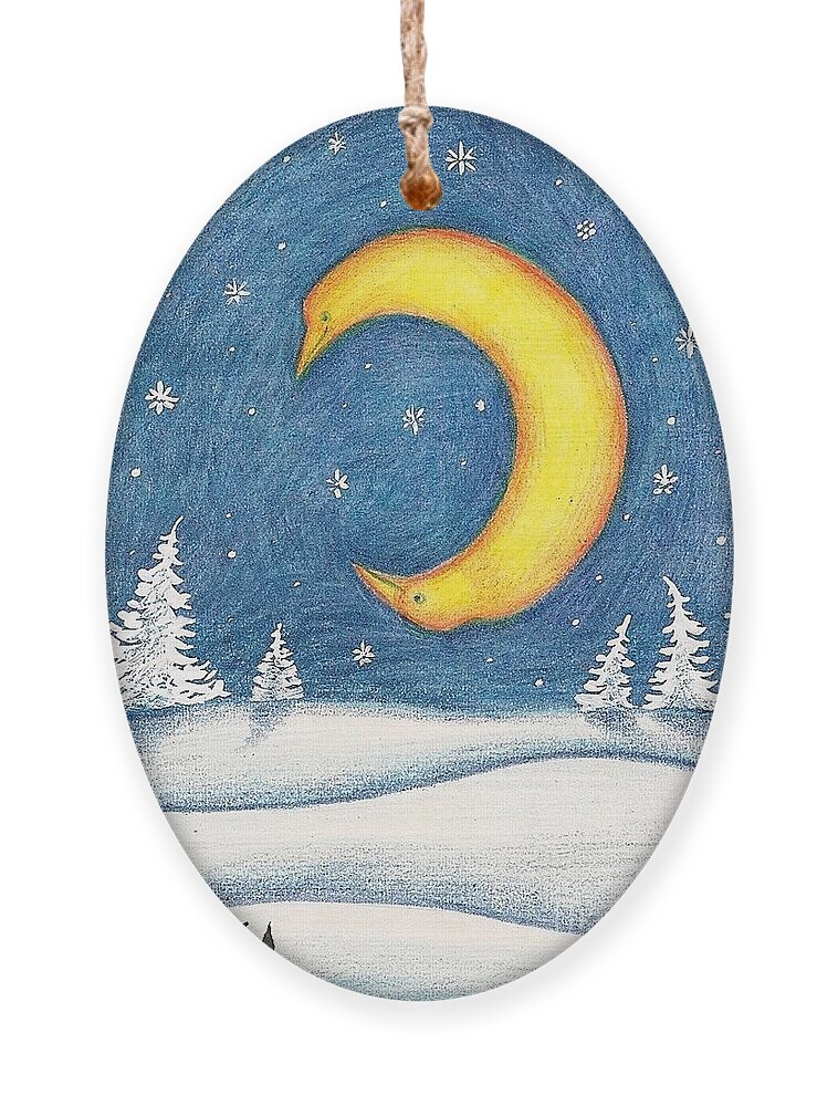 Print Ornament featuring the painting Crescent Moon by Margaryta Yermolayeva