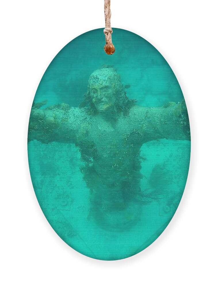 Christ Of The Abyss Ornament featuring the photograph Christ Of The Abyss by Adam Jewell
