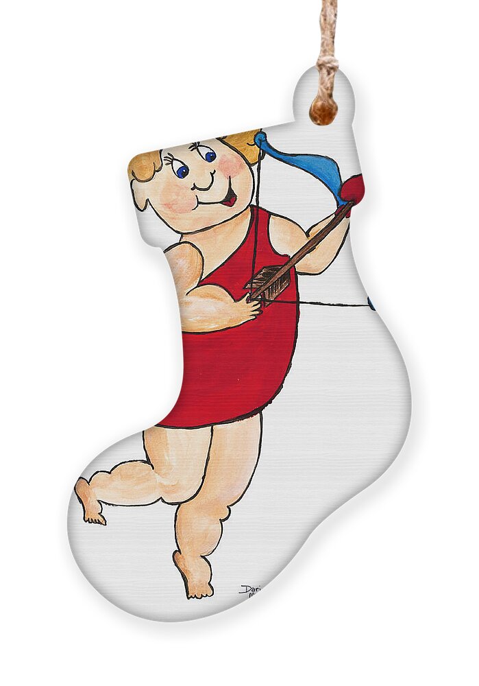 Cartoon Ornament featuring the painting Cupid by Darice Machel McGuire