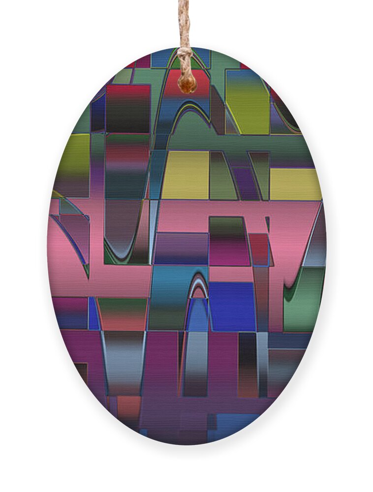 Geometric Ornament featuring the digital art Curves and Trapezoids by Judi Suni Hall