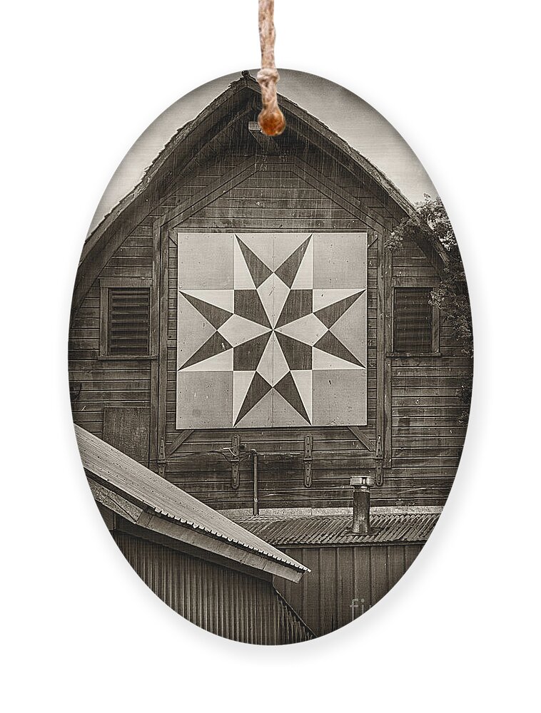 Sepia Ornament featuring the photograph Dahmen Barn Buildings by Priscilla Burgers