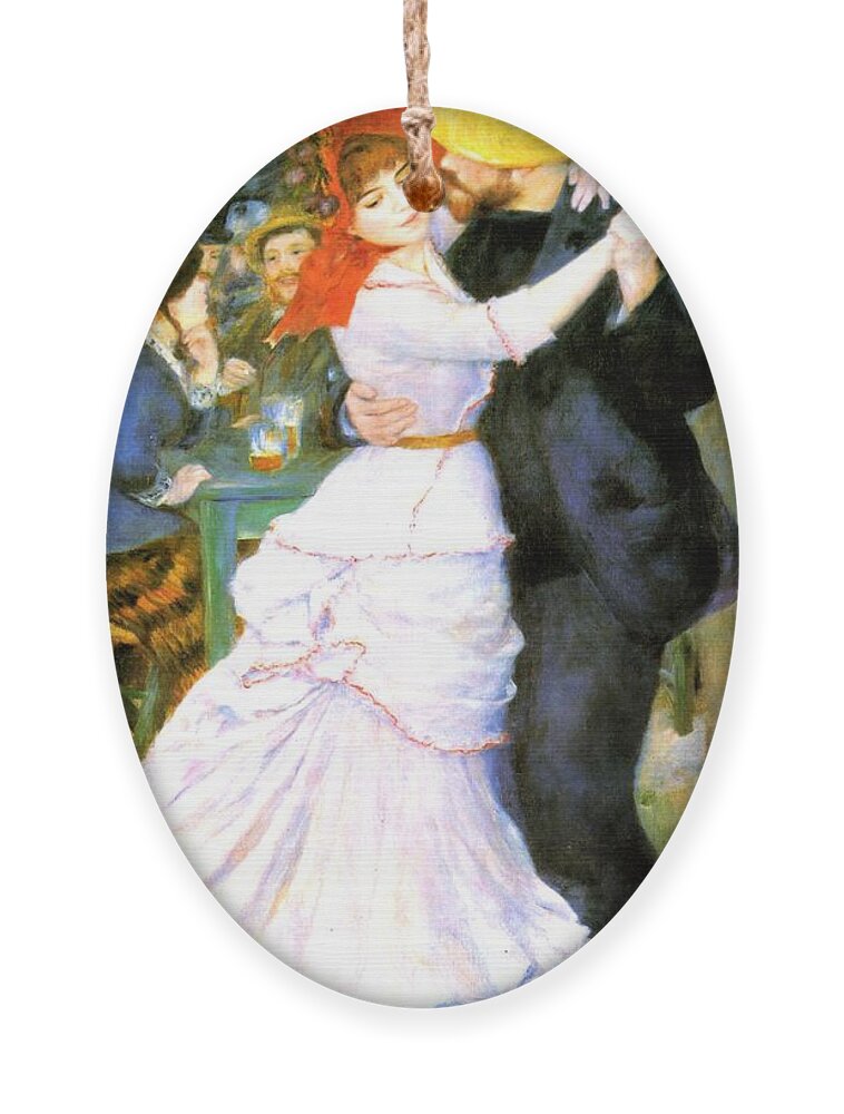 Pierre-auguste Renoir Ornament featuring the painting Dance At Bougival by Pierre Auguste Renoir