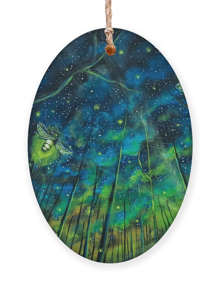 Lightning Bugs Ornament featuring the painting Dance The Night Away by Joel Tesch