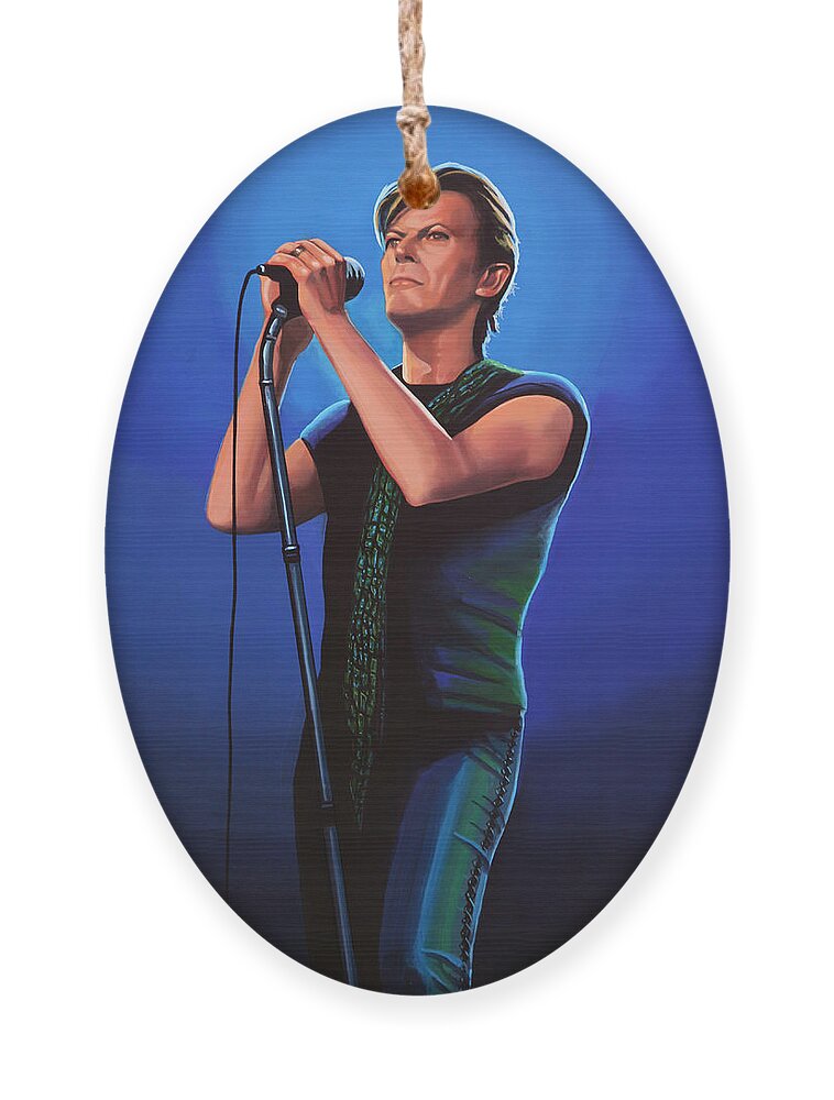 David Bowie Ornament featuring the painting David Bowie 2 Painting by Paul Meijering