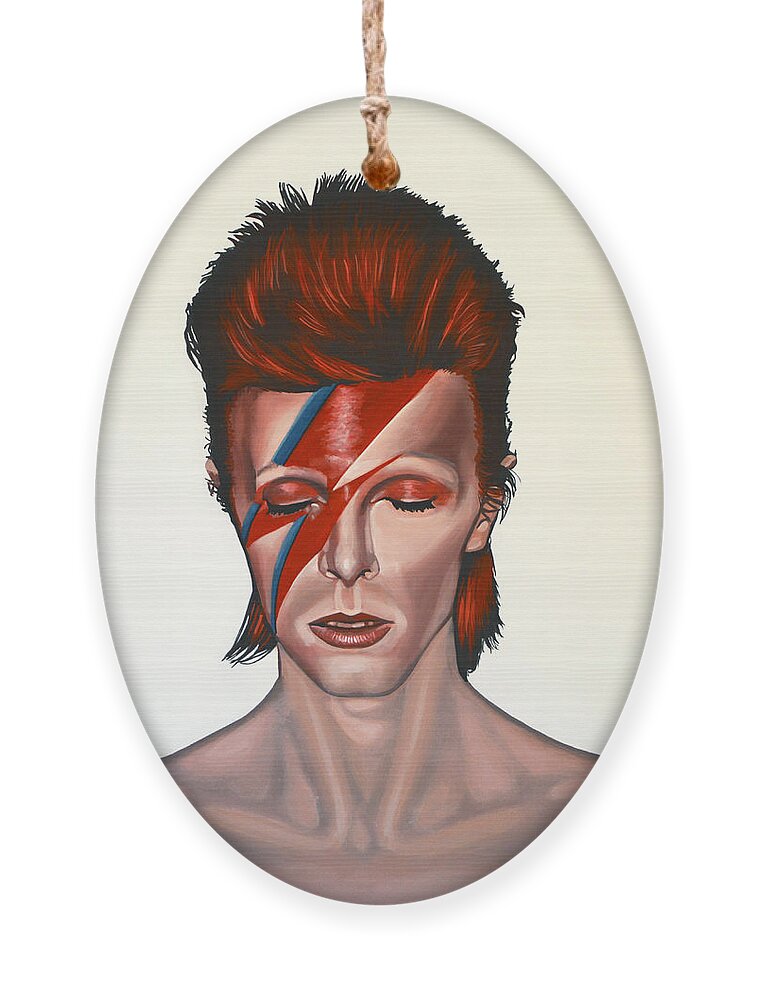 David Bowie Ornament featuring the painting David Bowie Aladdin Sane by Paul Meijering