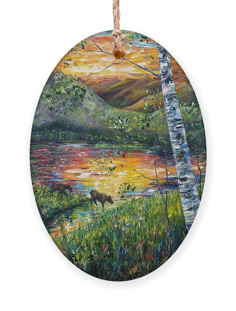 Palette Knife Art Ornament featuring the painting Dawn's early light by O Lena