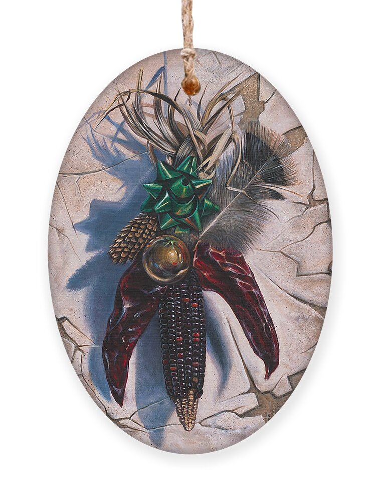 Red-chile Ornament featuring the painting Desert Bow by Ricardo Chavez-Mendez