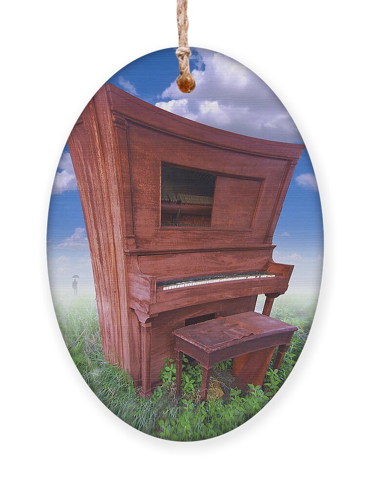 Distorted Upright Piano Ornament featuring the photograph Distorted Upright Piano by Mike McGlothlen