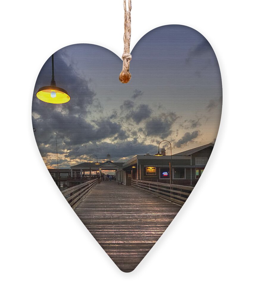Boats Ornament featuring the photograph Dock lights at Jekyll Island by Debra and Dave Vanderlaan