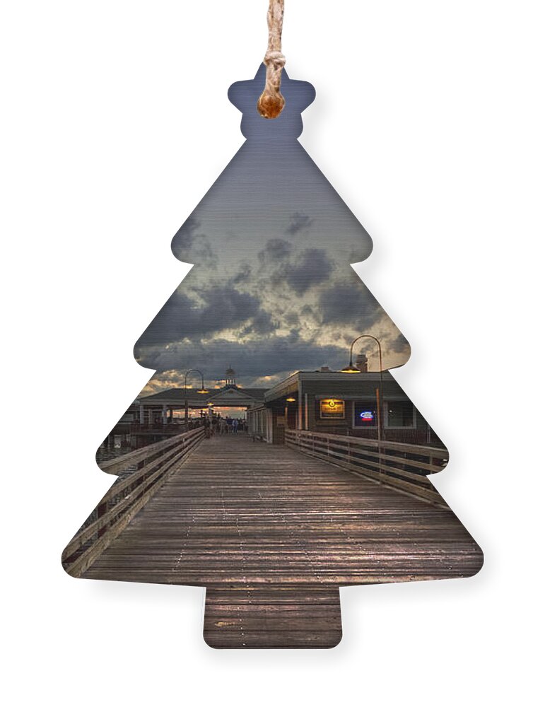 Boats Ornament featuring the photograph Dock lights at Jekyll Island by Debra and Dave Vanderlaan