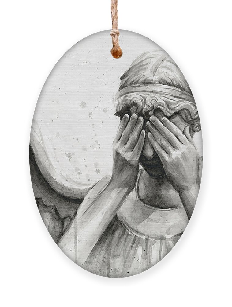 Who Ornament featuring the painting Doctor Who Weeping Angel Don't Blink by Olga Shvartsur