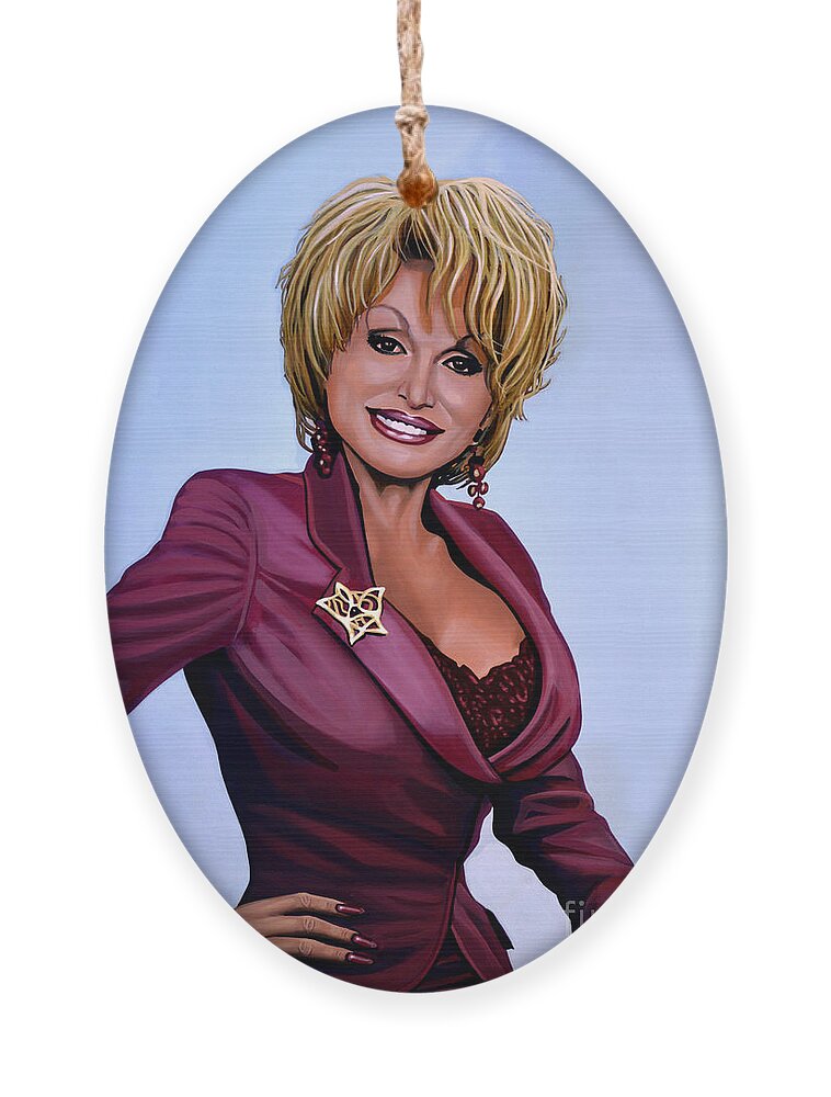 Dolly Parton Ornament featuring the painting Dolly Parton by Paul Meijering