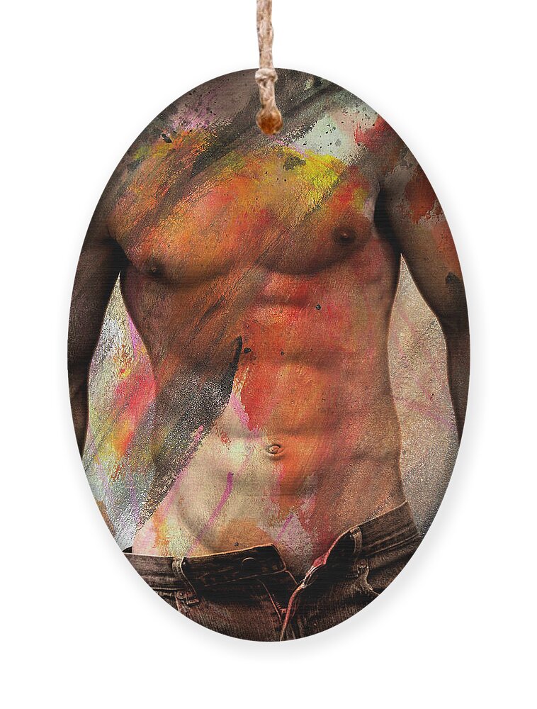Male Nude Ornament featuring the painting Don't Explain by Mark Ashkenazi