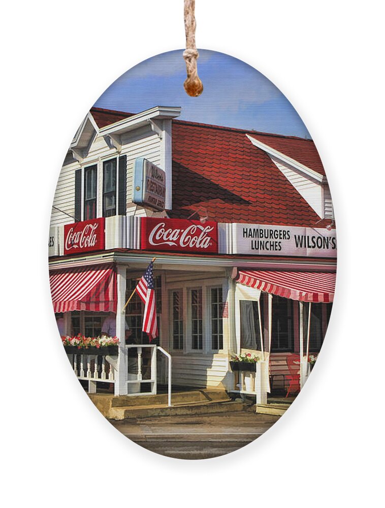 Door County Ornament featuring the painting Door County Wilson's Ice Cream Store by Christopher Arndt