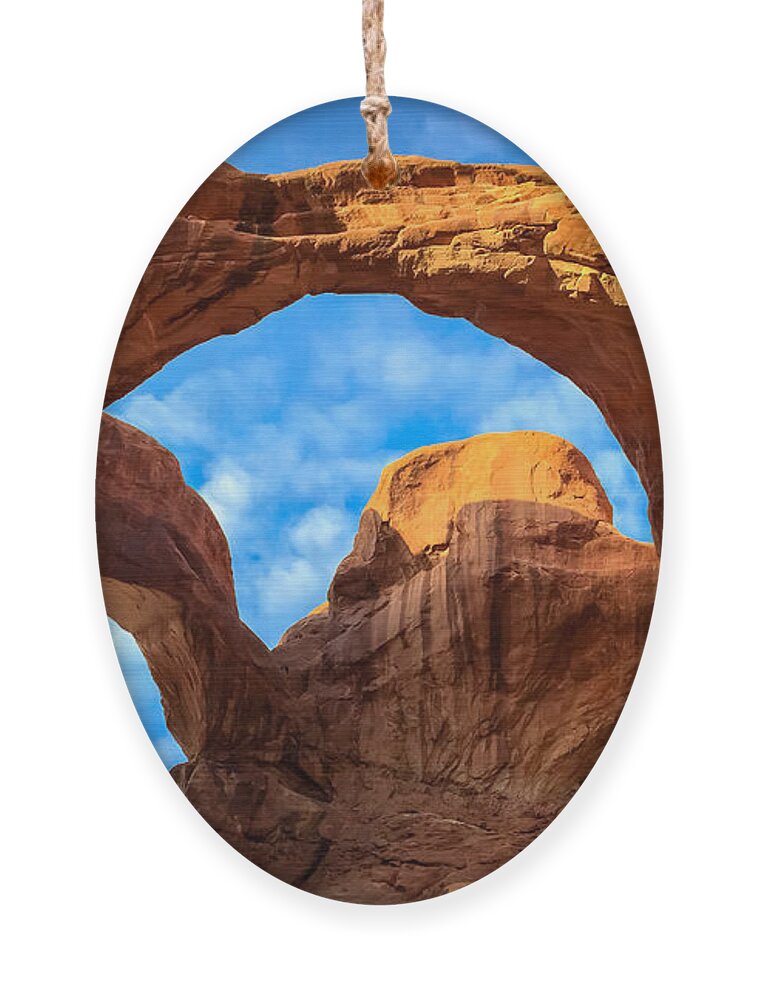 Landscape Ornament featuring the photograph Double Arches Panoramic by Jonathan Nguyen