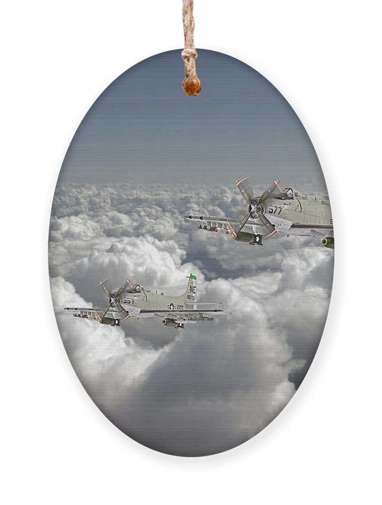 Douglas Skyraider Ornament featuring the digital art Douglas Skyraider by Airpower Art