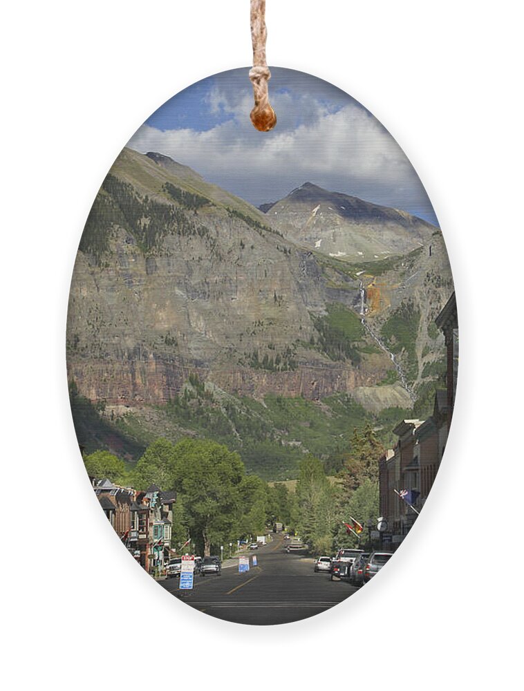 Rocky Mountains Ornament featuring the photograph Downtown Telluride Colorado by Mike McGlothlen